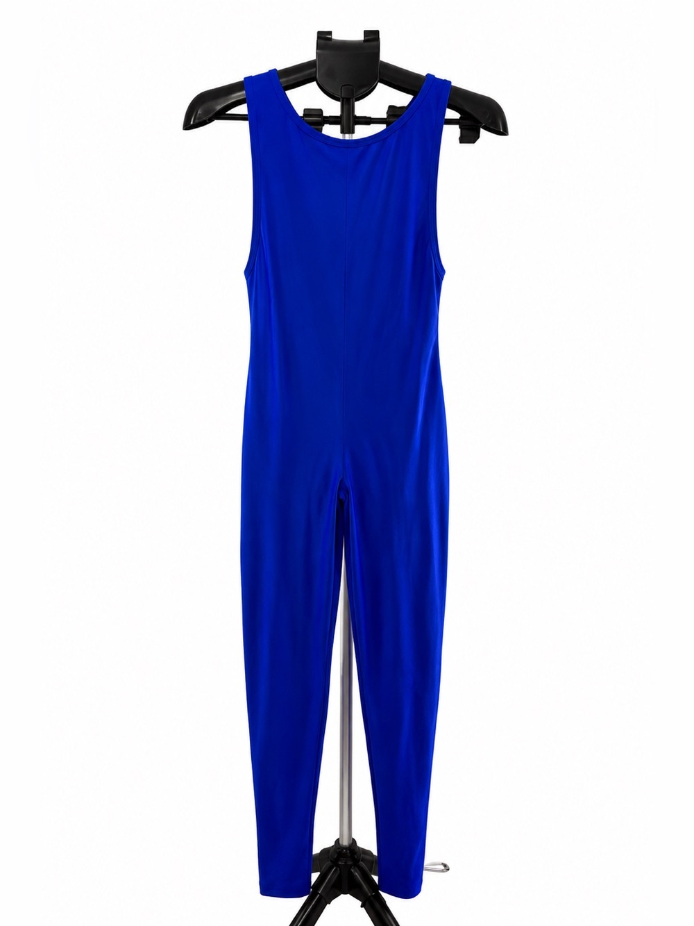 BLUE JUMPSUIT WITH DEEP CUT ARM HOLES